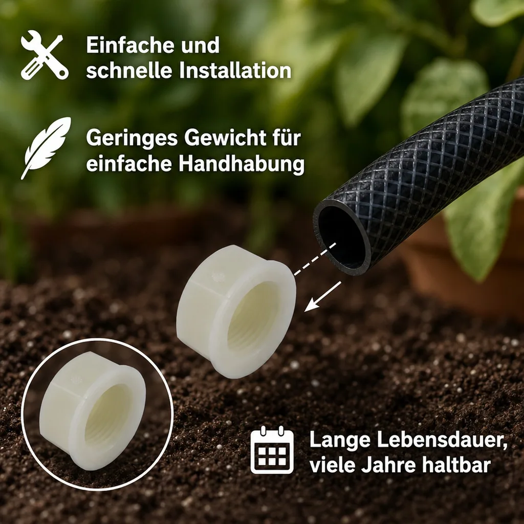 Schlauchverbinder 1/2 Zoll, Kunststoff Endkappe, Schlauchverbinder Garten