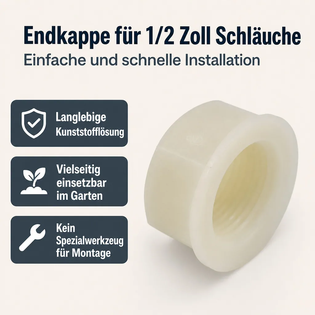Schlauchverbinder 1/2 Zoll, Kunststoff Endkappe, Schlauchverbinder Garten