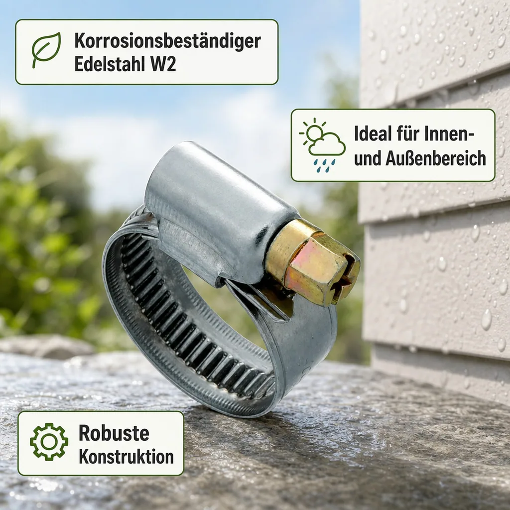 Schlauchschellen, Edelstahl, 9mm, 80-100mm, W2