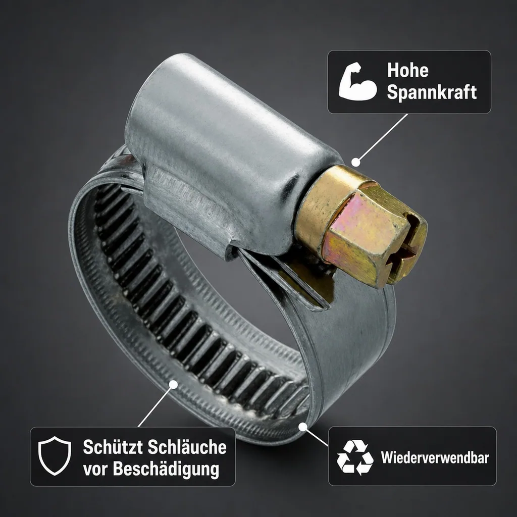 Schlauchschellen, Edelstahl, 9mm, 80-100mm, W2