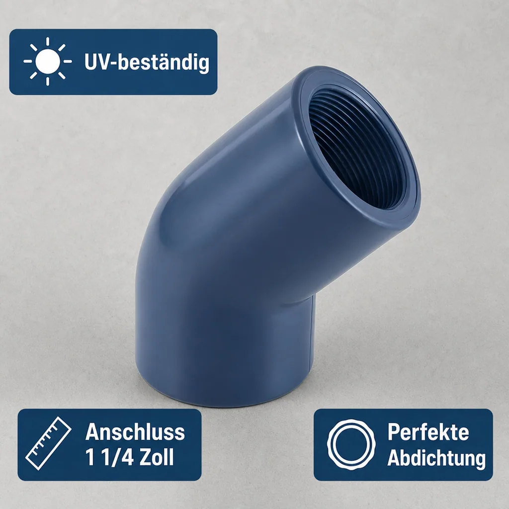 PVC Winkel 45 Grad, Muffe, IG 40 mm, PN10