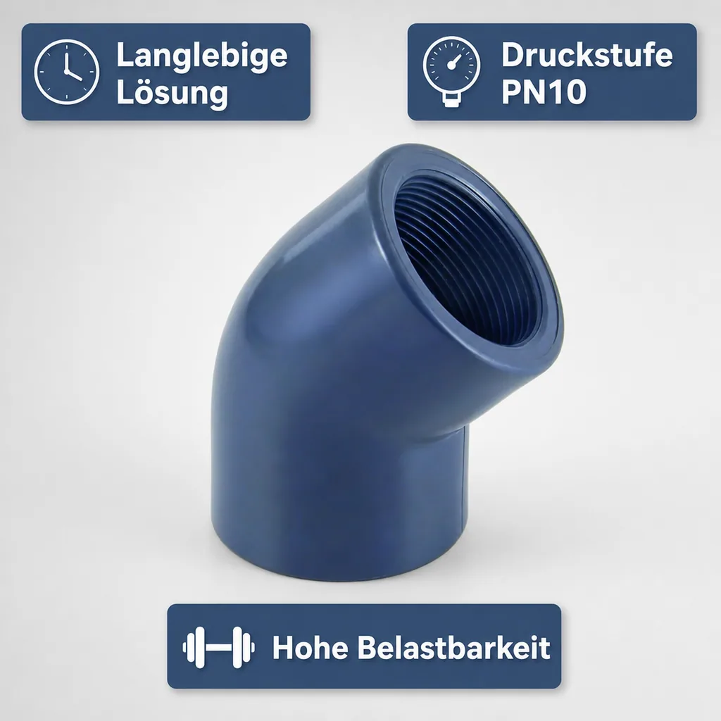 PVC Winkel 45 Grad, Muffe, IG 40 mm, PN10