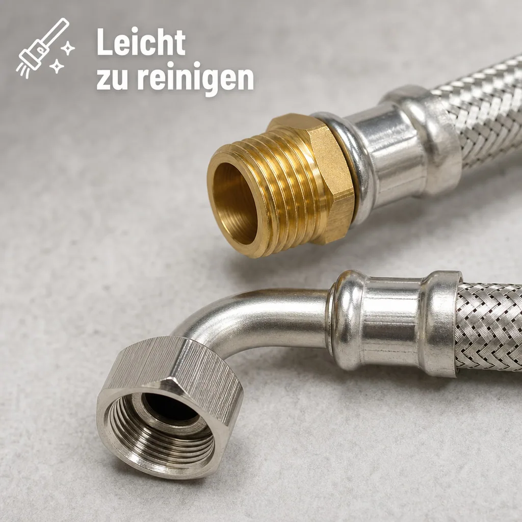 Panzerschlauch DN13 Edelstahl, Flexschlauch, 1/2 Zoll, Bogen 1000mm