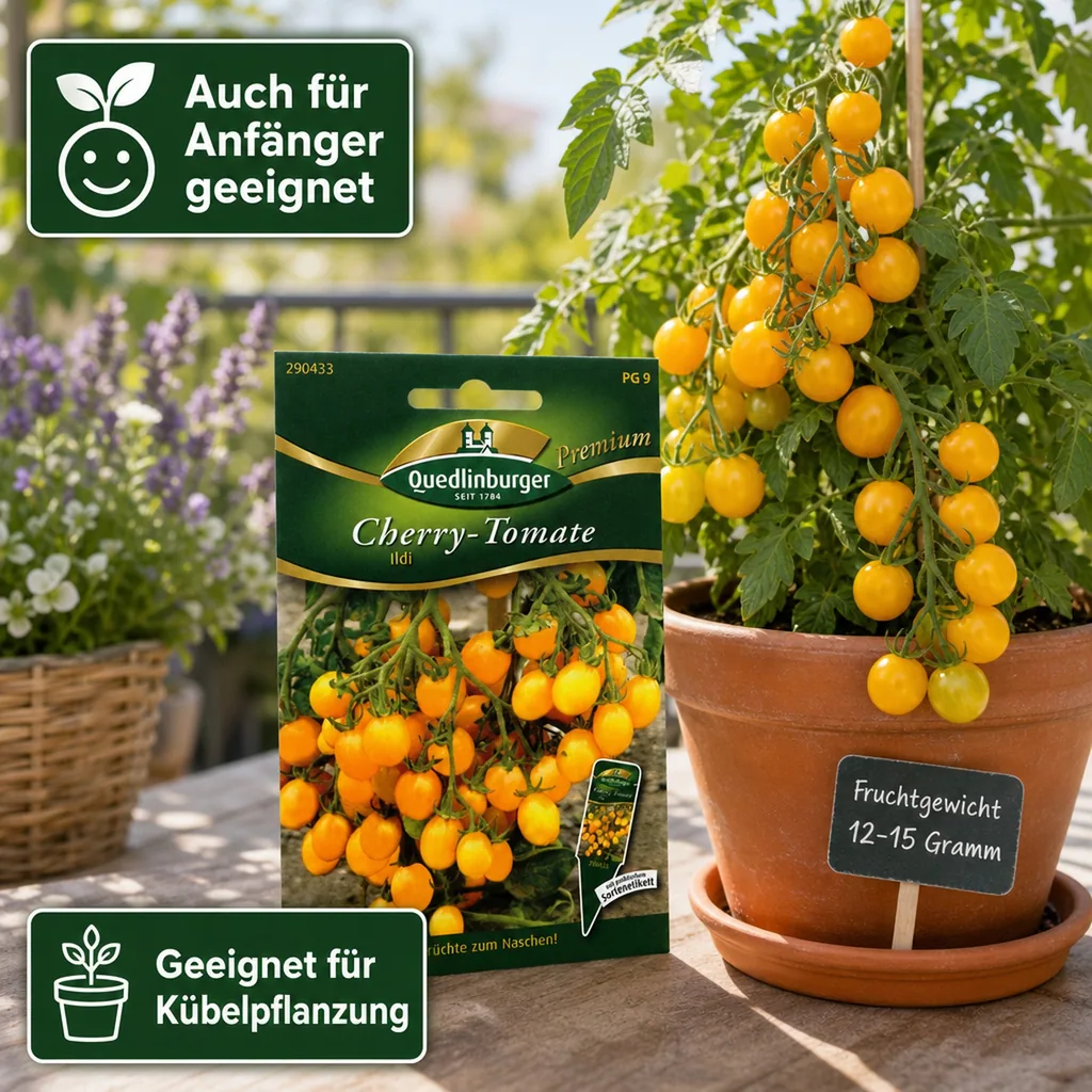 Cherrytomaten, Ildi F1, Tomatensamen, gelbe Cherrytomaten