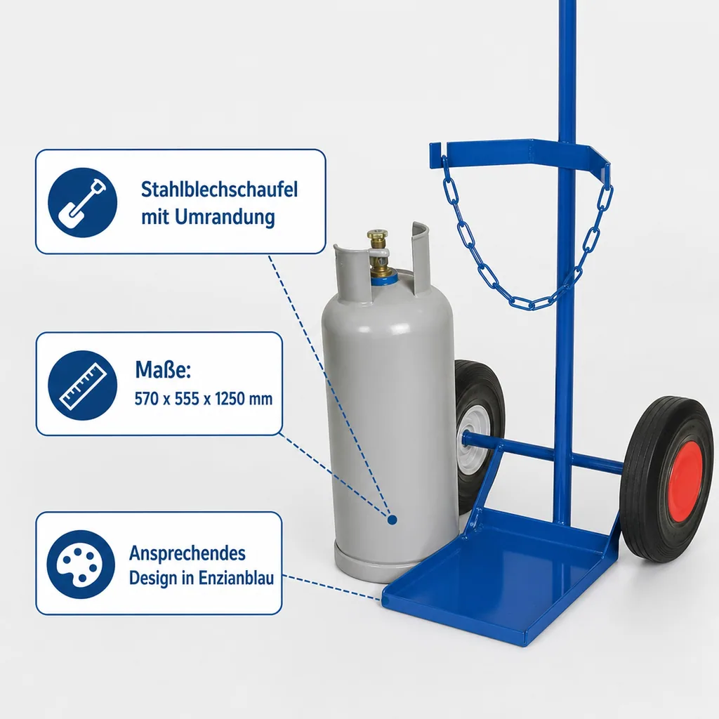 Stahlflaschenkarre, Gasflaschenkarre, Flaschenkarre für 33kg Propanflasche