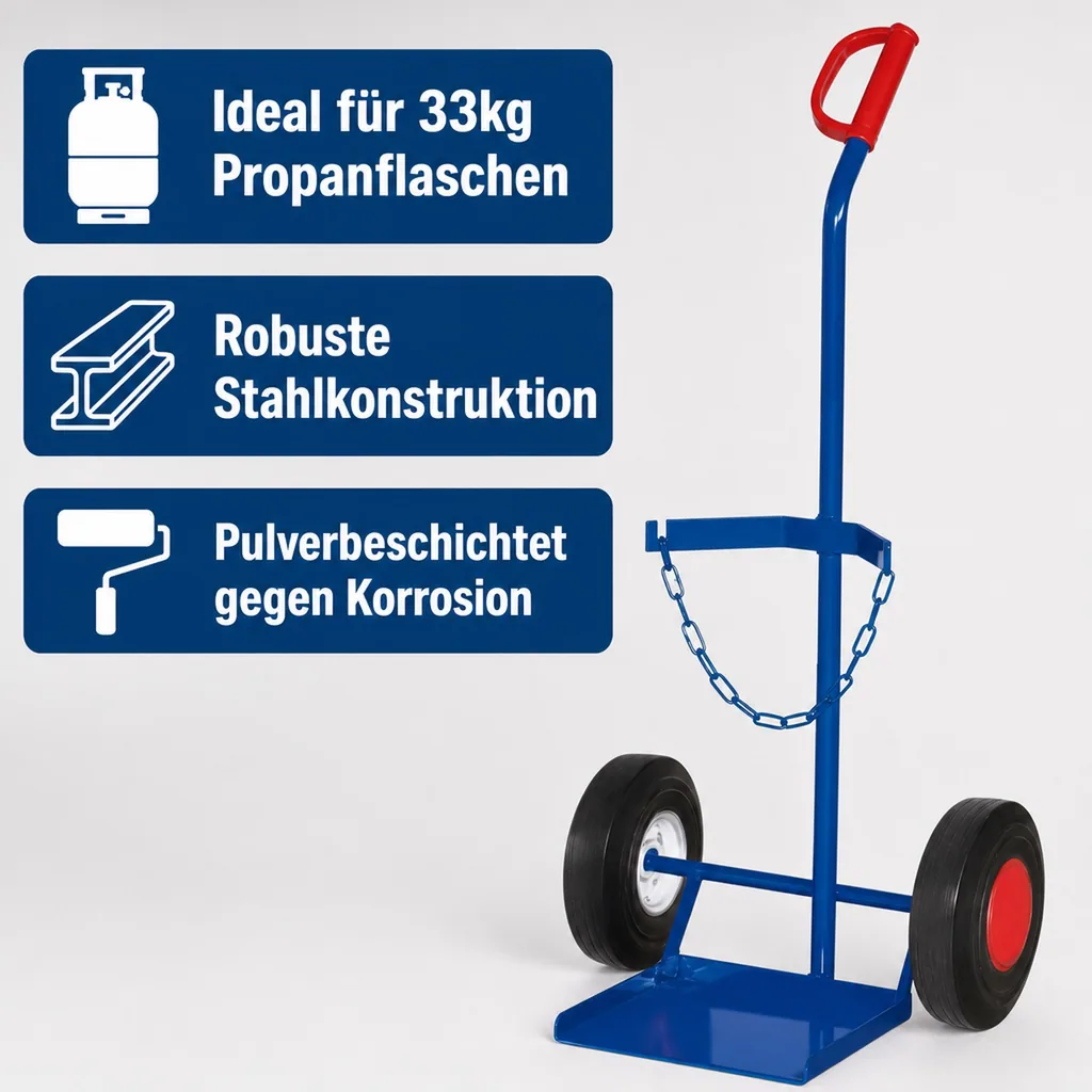 Stahlflaschenkarre, Gasflaschenkarre, Flaschenkarre für 33kg Propanflasche