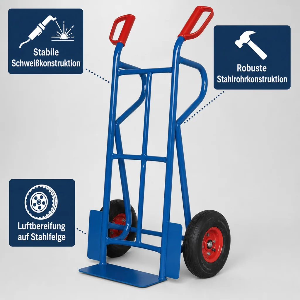 Schubkarre 250 kg, Stahlrohrkarre, Luftbereifung