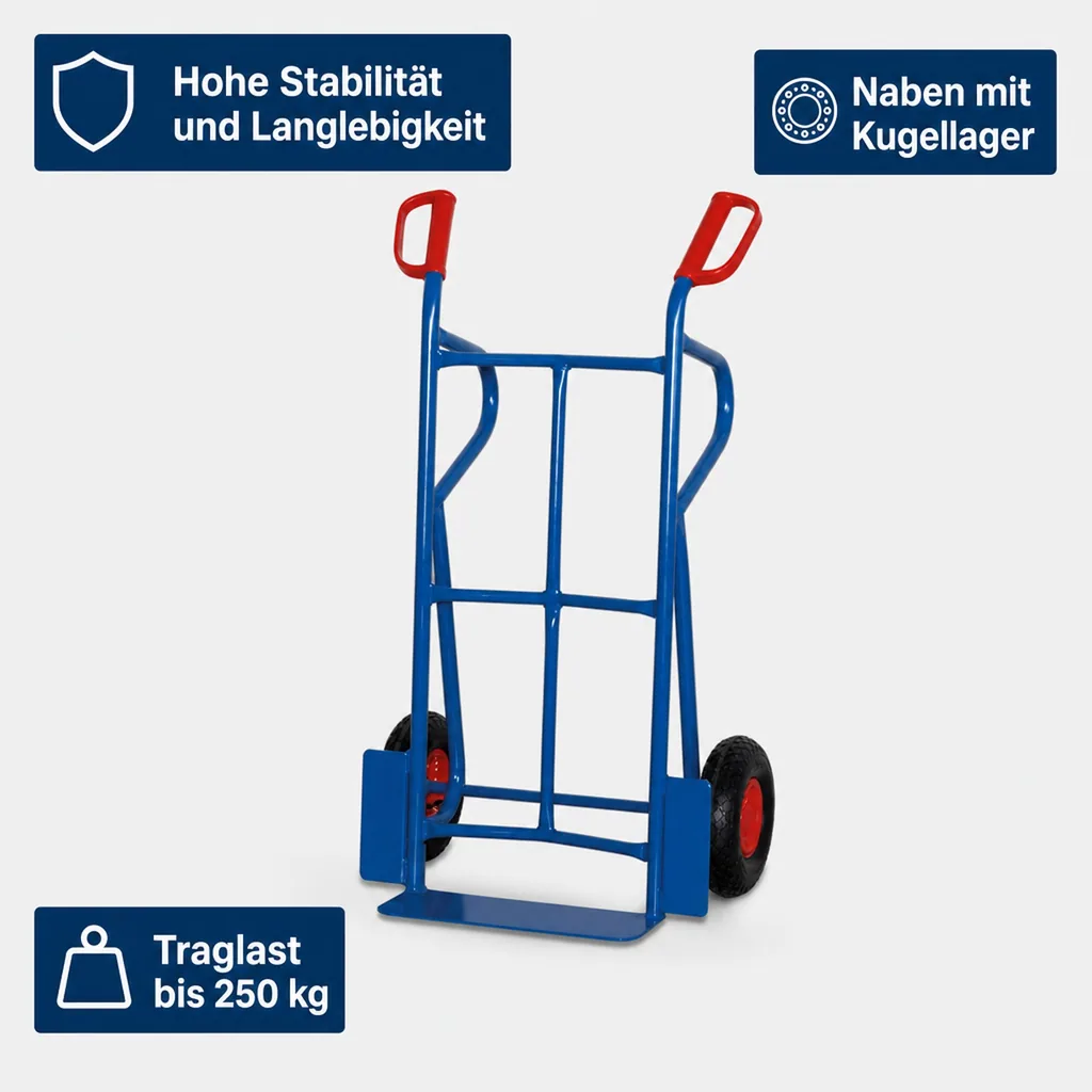Schubkarre 250 kg, Stahlrohrkarre, Luftbereifung