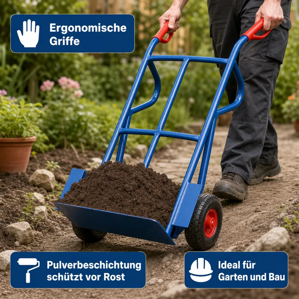 Schubkarre 250 kg, Stahlrohrkarre, Luftbereifung