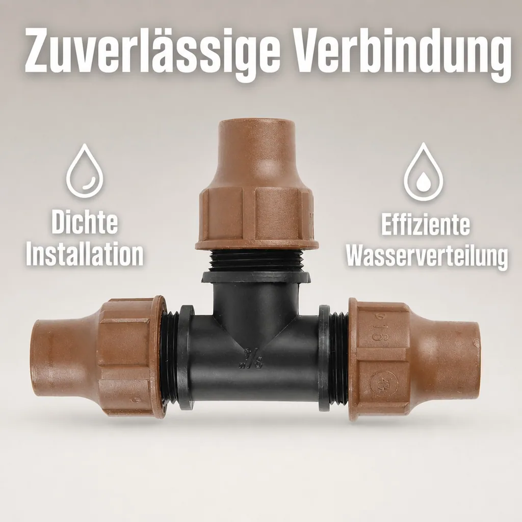 T-Stück 16mm, Tropfschlauch Verbinder, PE Rohr Verbinder, Gartenbewässerung