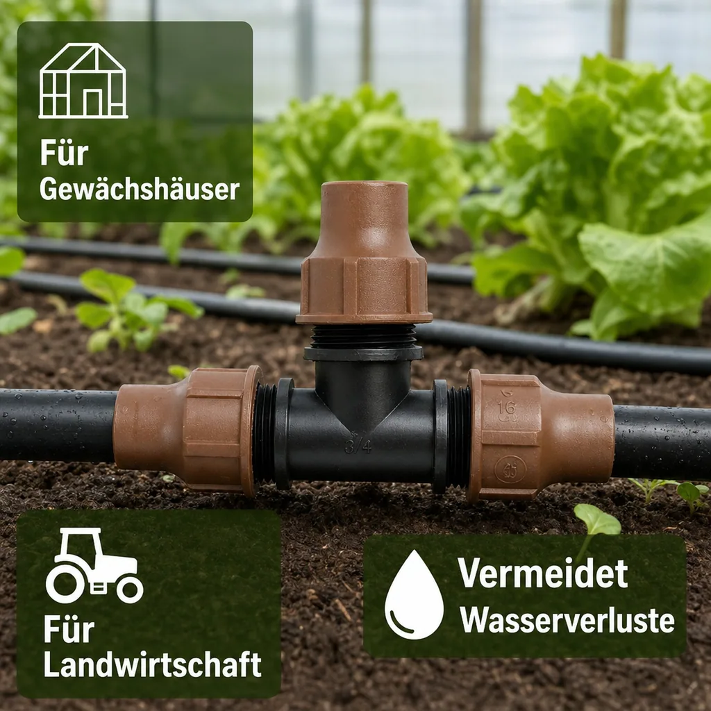 T-Stück 16mm, Tropfschlauch Verbinder, PE Rohr Verbinder, Gartenbewässerung