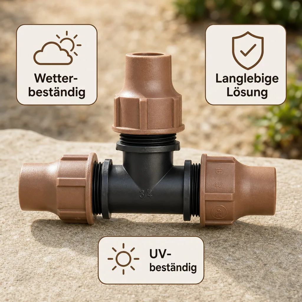 T-Stück 16mm, Tropfschlauch Verbinder, PE Rohr Verbinder, Gartenbewässerung
