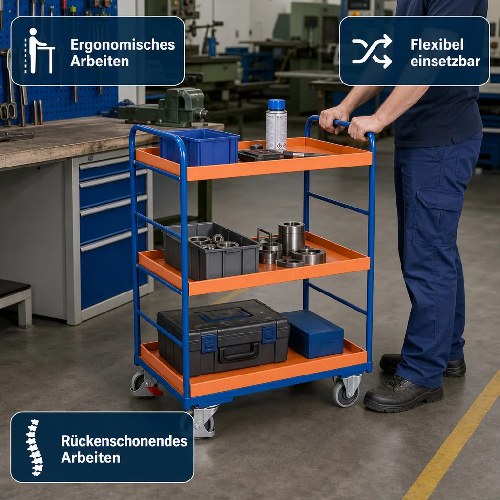 Transportwagen 250 kg, Servierwagen hoch, Etagenwagen Industrie, Tablettwagen