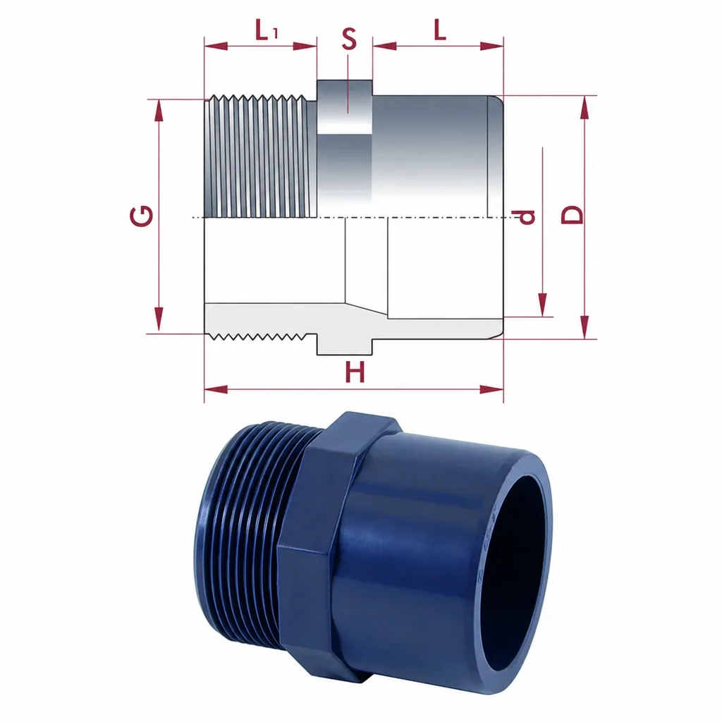 PVC Fitting, Übergangsmuffe 32-25mm, 1 Zoll