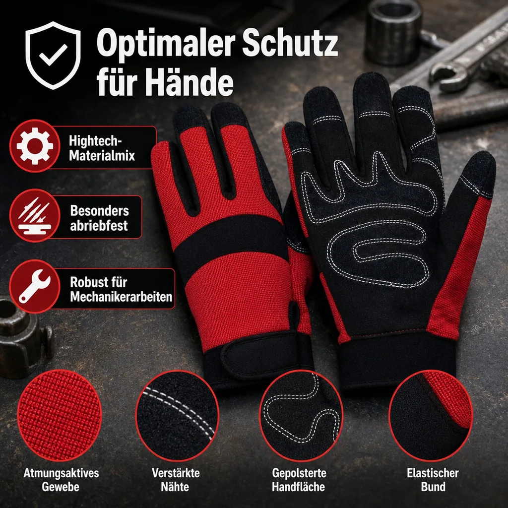 Arbeitshandschuhe Mechaniker XL/10, robuste Werkstatthandschuhe