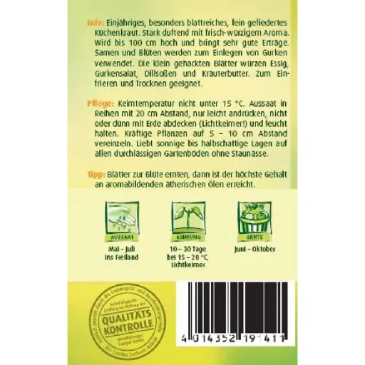 Dill säen, Blattdill kaufen, aromatisches Küchenkraut