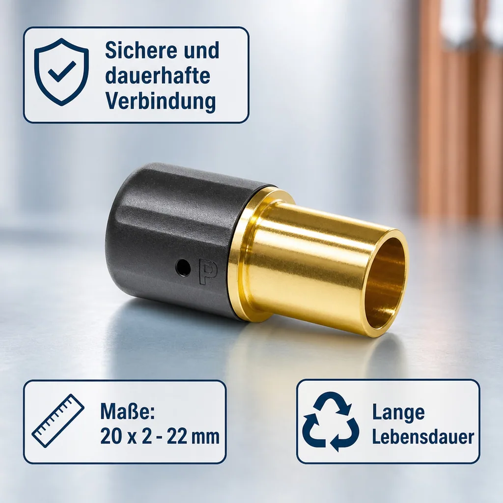 Steckfitting, Kupferrohr Verbinder, Pressanschluss 20 x 2 - 22 mm