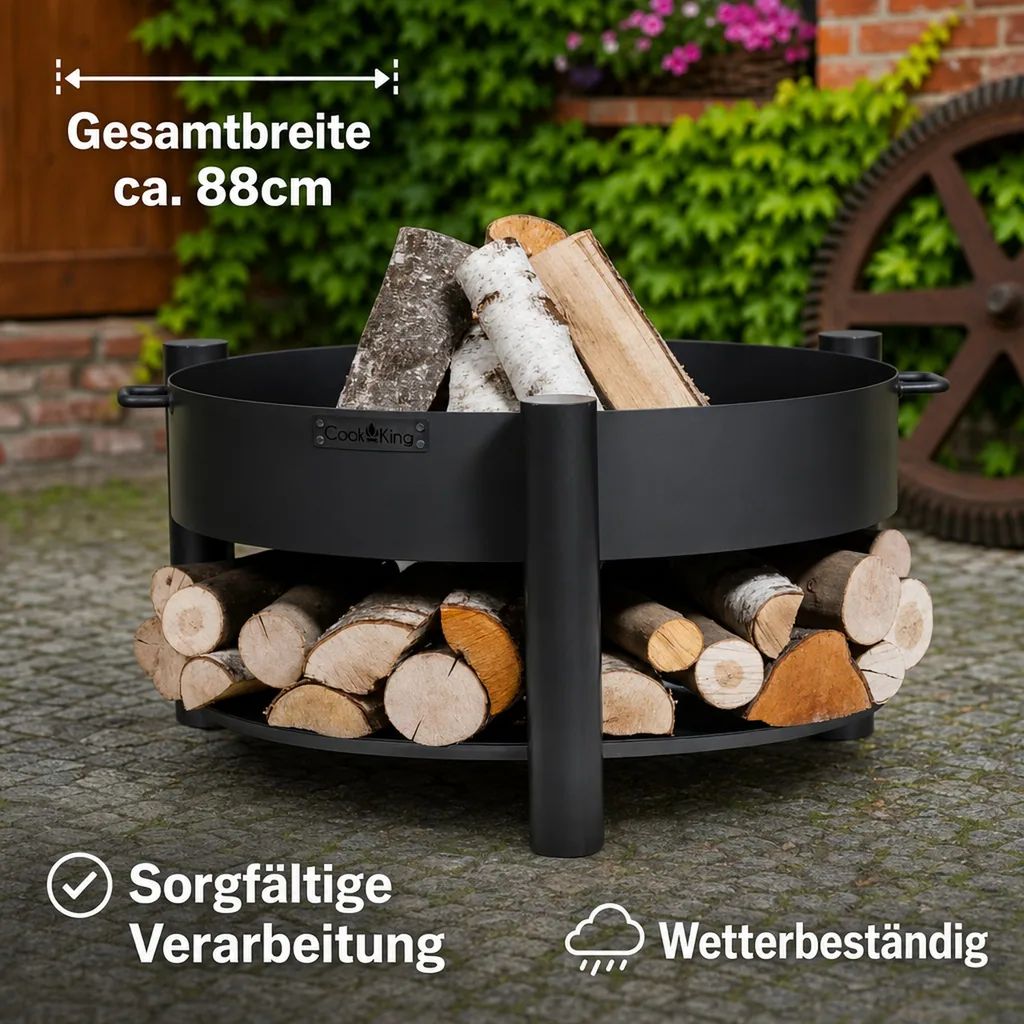 Feuerschale 80 cm, Stahl Feuerschale, Garten, Terrasse