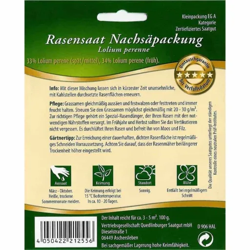 Rasensamen, Rasen Nachsäen, 3-5m² Rasen Reparaturmischung