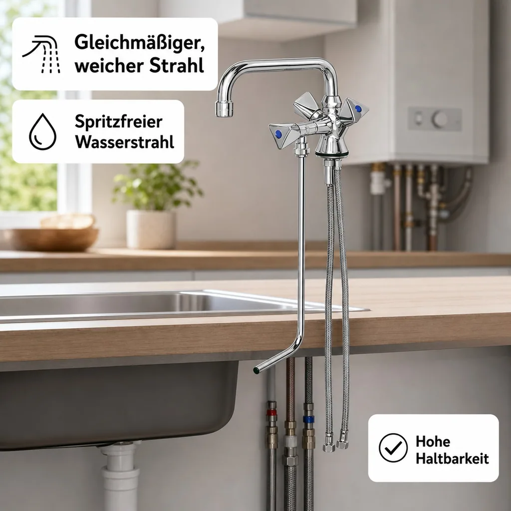 Wasserhahn, Küchenarmatur, Wasserarmatur - Mischbatterie, Model „BRUSE“, für 1 Becken Niederdruck