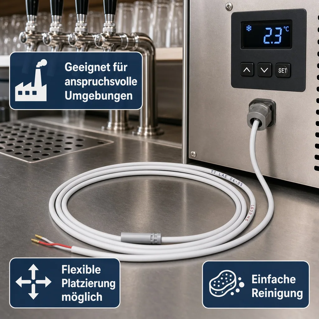 Fühlersonde NTC 103 AT11 mit 1,5m PVC-Kabel IP67 - Präzise Temperaturmessung für perfektes Bier