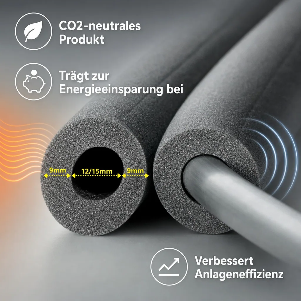 Isolierschlauch 2m, Rohrisolierung 12/15 mm, Heizung und Sanitär Dämmung