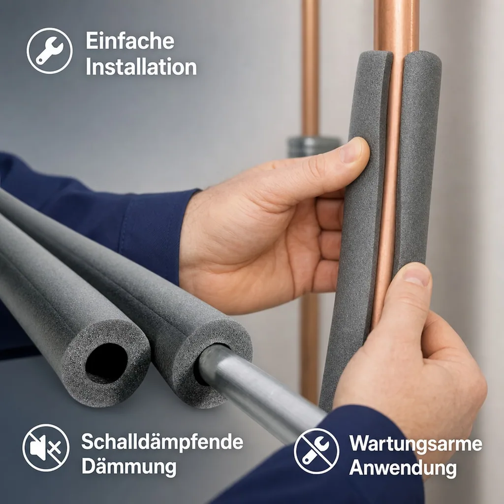 Rohrisolierung 54mm, 2m Isolierschlauch, 9mm Dämmung, Heizung Sanitär