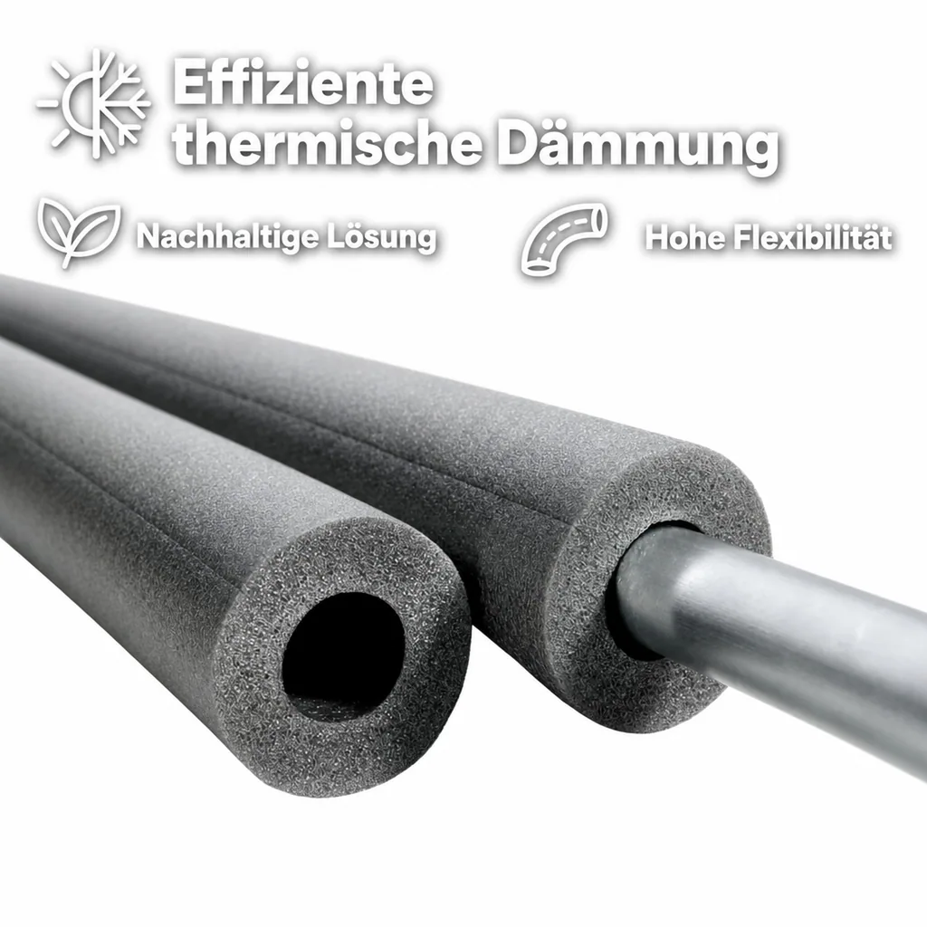Rohrisolierung 54mm, 2m Isolierschlauch, 9mm Dämmung, Heizung Sanitär