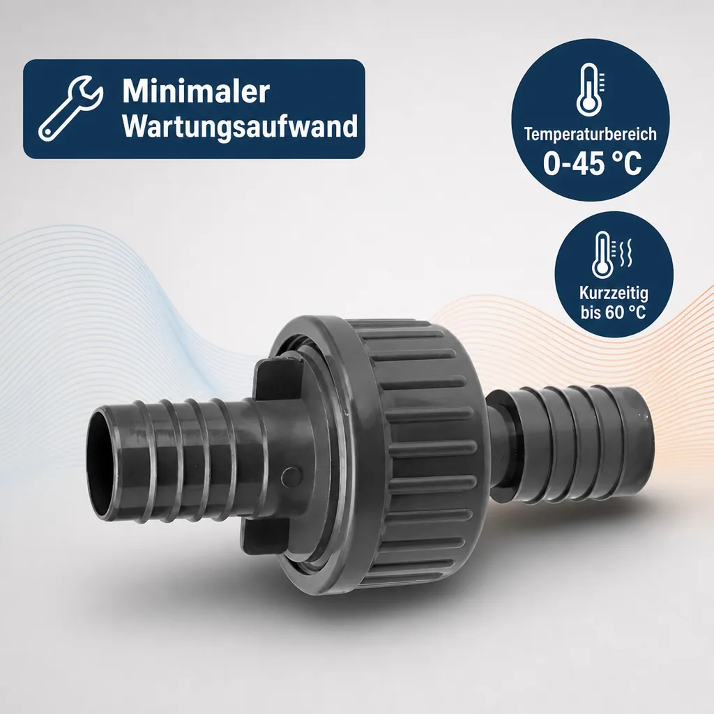 Rückschlagventil 21mm, PVC-U, mit Tüllen, für Schlauch