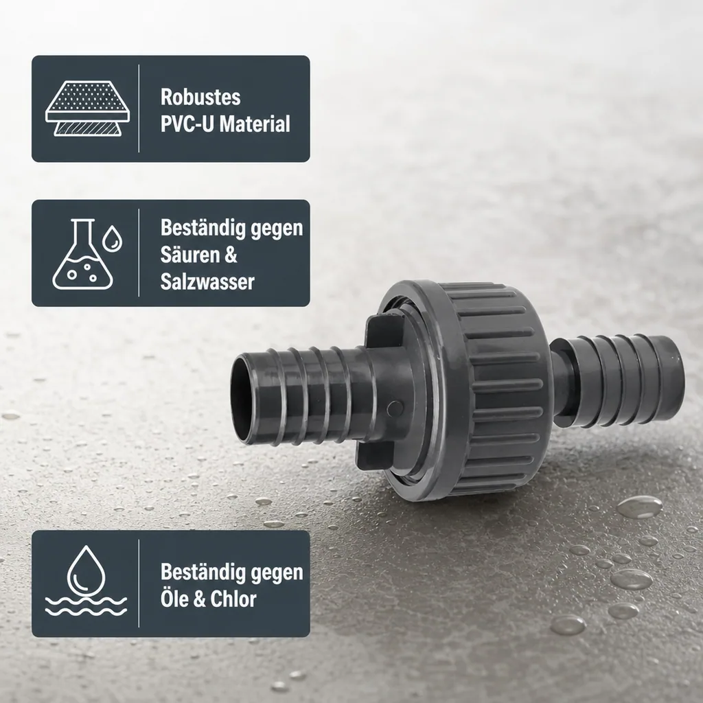 Rückschlagventil 21mm, PVC-U, mit Tüllen, für Schlauch