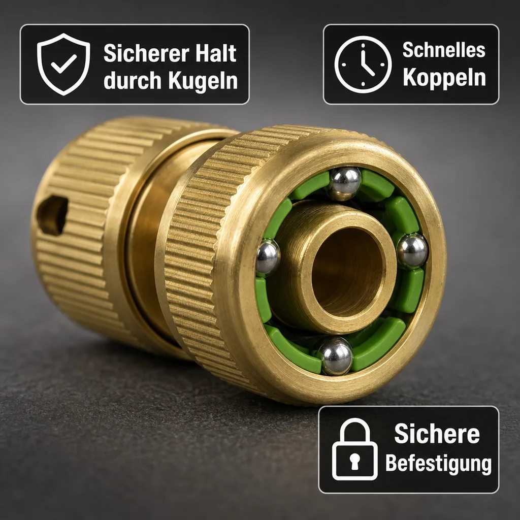 Messing Stecksystem 1/2" Zoll Schnellkupplung ohne Wasserstop