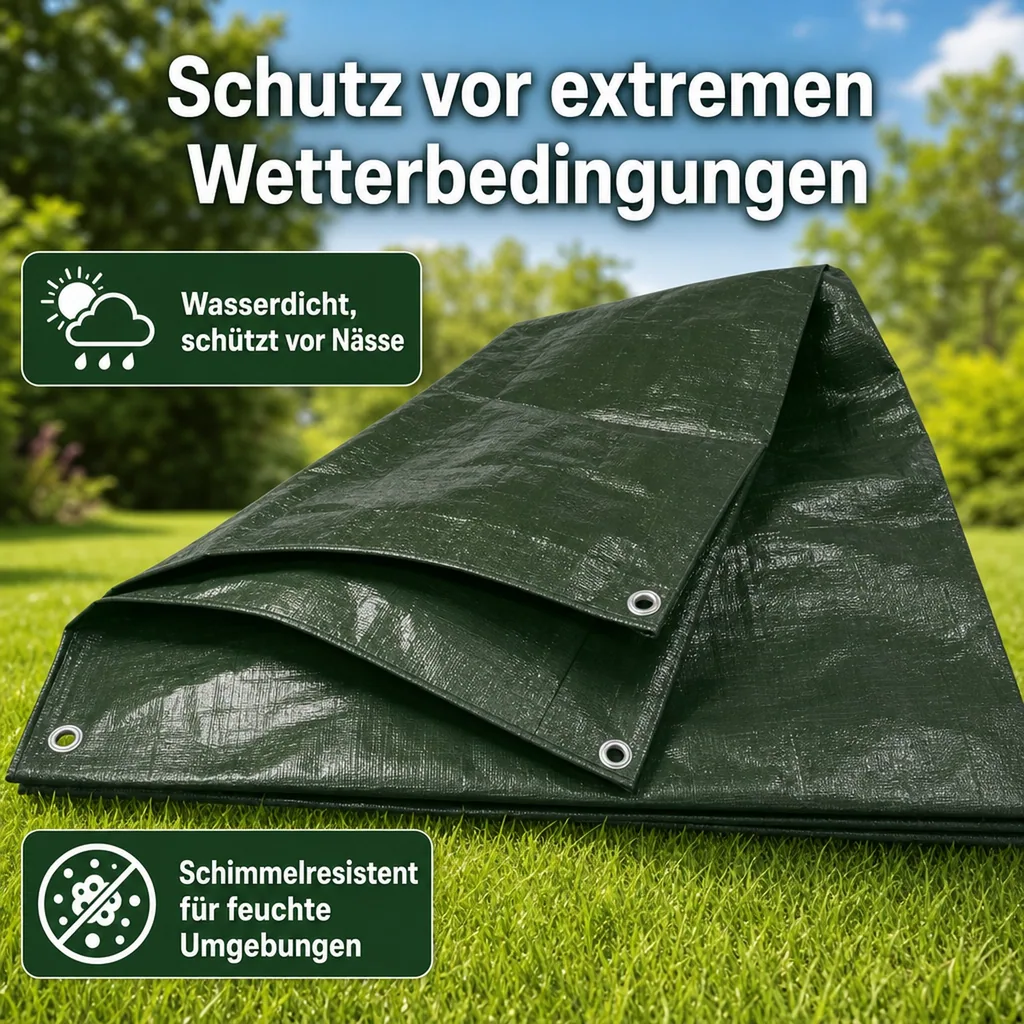 Abdeckplane, 280 g/m², grün, 2x3m (6m²), wasserdicht, reißfest