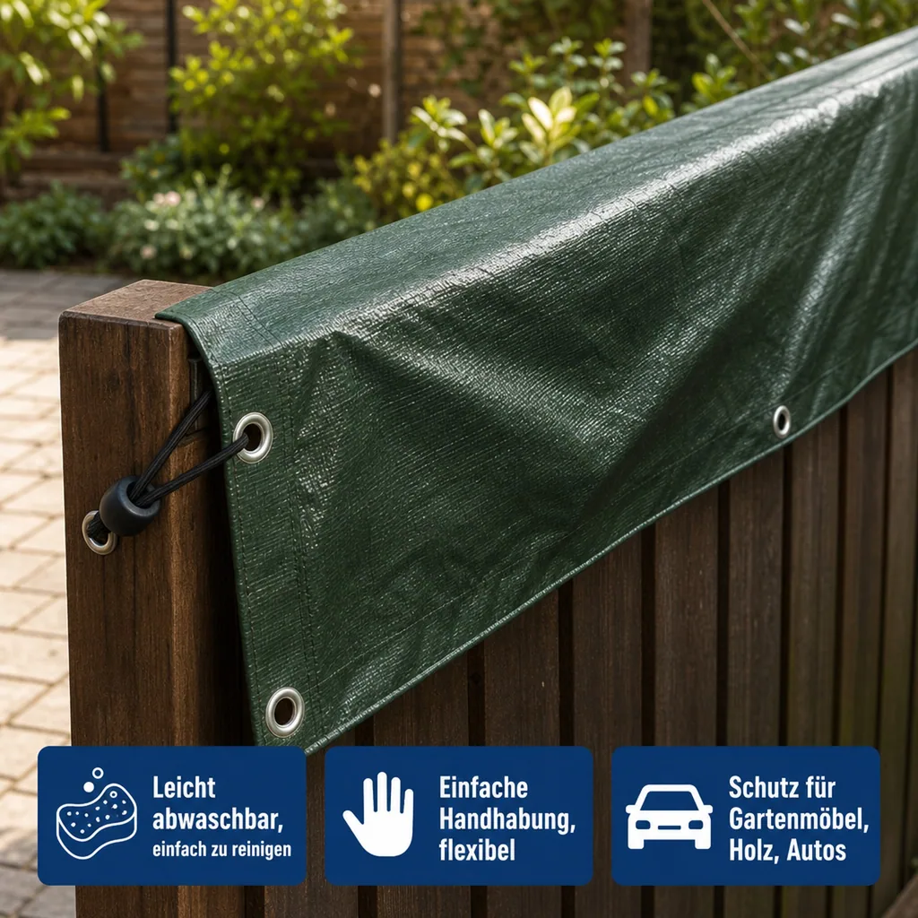 Abdeckplane, 280 g/m², grün, 2x3m (6m²), wasserdicht, reißfest
