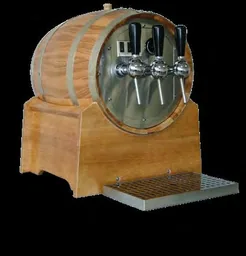 Glühweinzapfanlage im Holzfass, Getränke-Durchlauferhitzer 9 kW, 3-leitig, mit elektrischer Pumpe