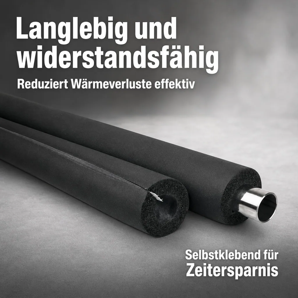 Rohrisolierung selbstklebend, 2m, Rohrdämmung, flexibel, 28x15mm, schwarz