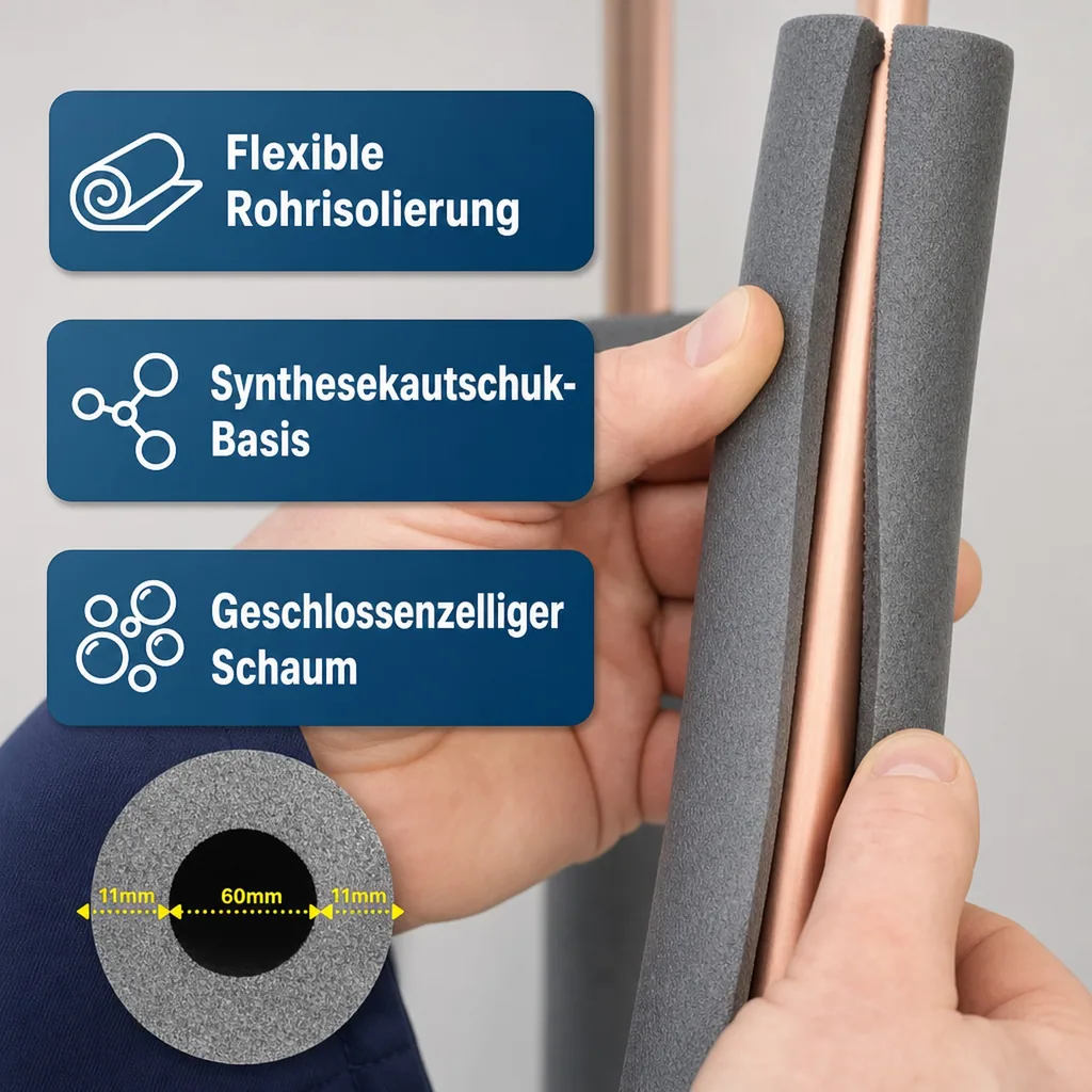 INSUL-TUBE® H PLUS XT Kautschuk 2m Rohrisolierung Ø 60 mm x 10 mm Dämmung selbstklebend
