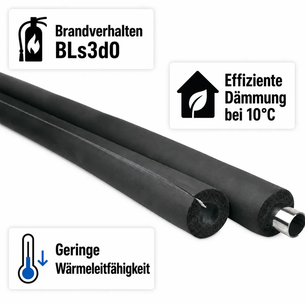 INSUL-TUBE® H PLUS XT Kautschuk 2m Rohrisolierung Ø 35 mm x 15 mm Dämmung 50% GEG selbstklebend