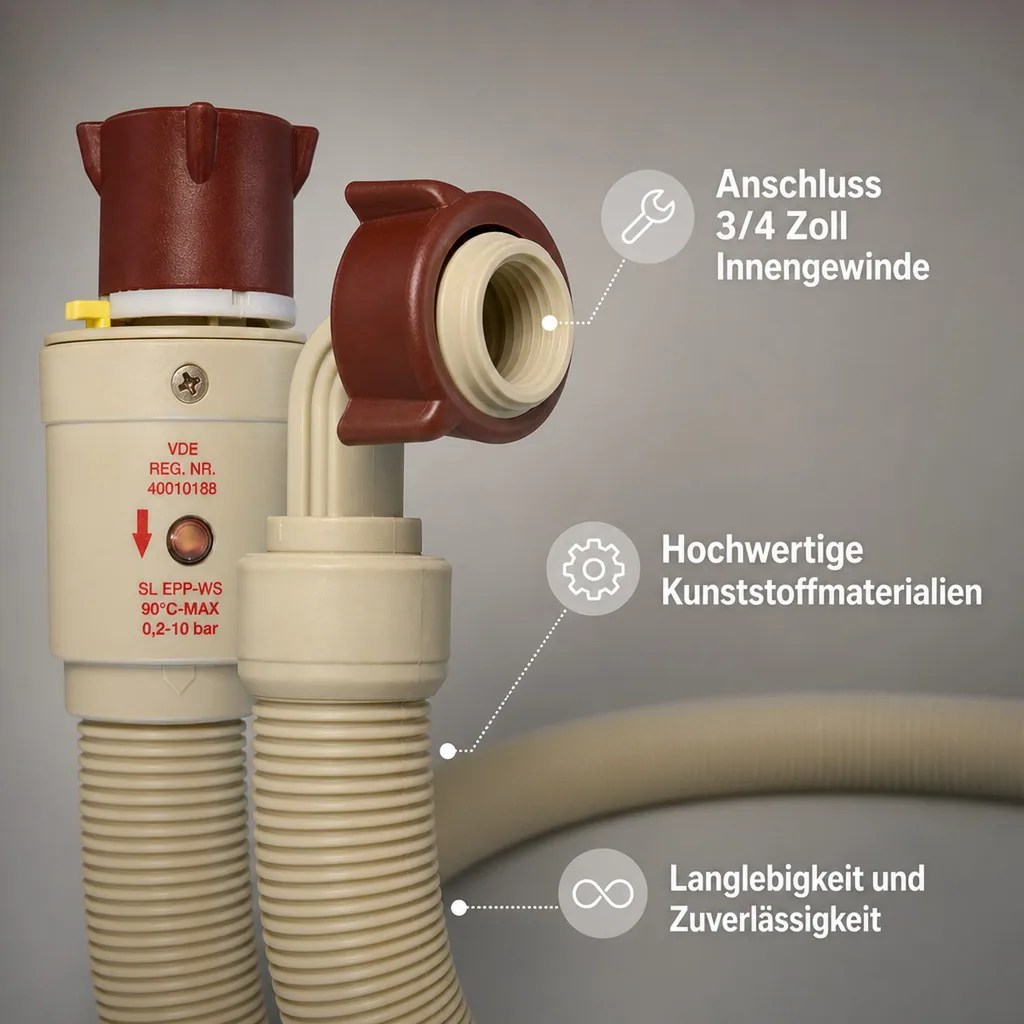 Zulaufschlauch Waschmaschine, Aquastop, 2,5m Sicherheitszulaufschlauch