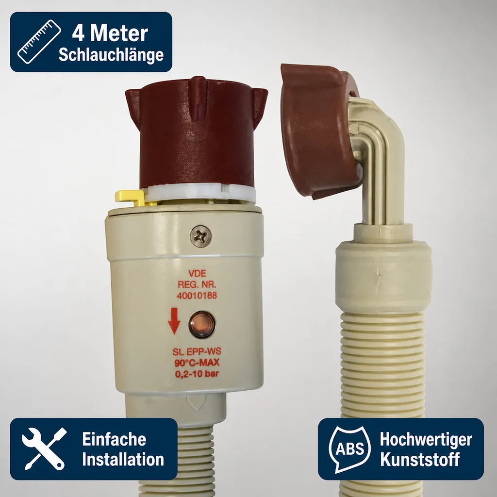 Zulaufschlauch, Sicherheitszulaufschlauch Aquastop, 4m, 3/4 Zoll
