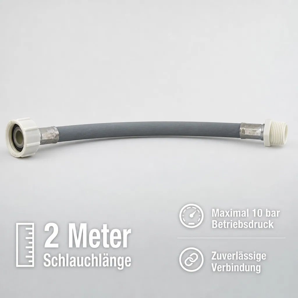 Zulaufschlauch Verlängerung, Waschmaschine/Spülmaschine, 3/4 Zoll IG+AG, 2m