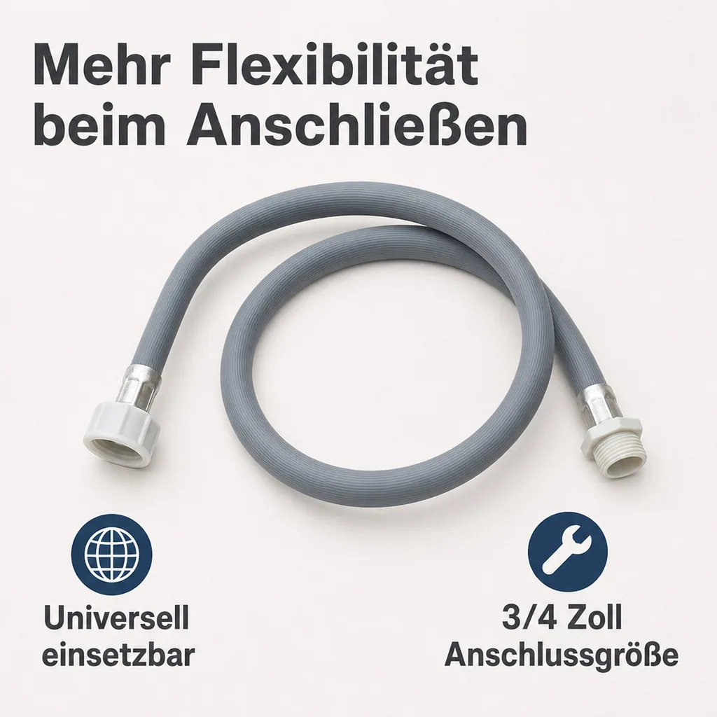 Zulaufschlauch Verlängerung, Waschmaschine/Spülmaschine, 3/4 Zoll IG+AG, 2m