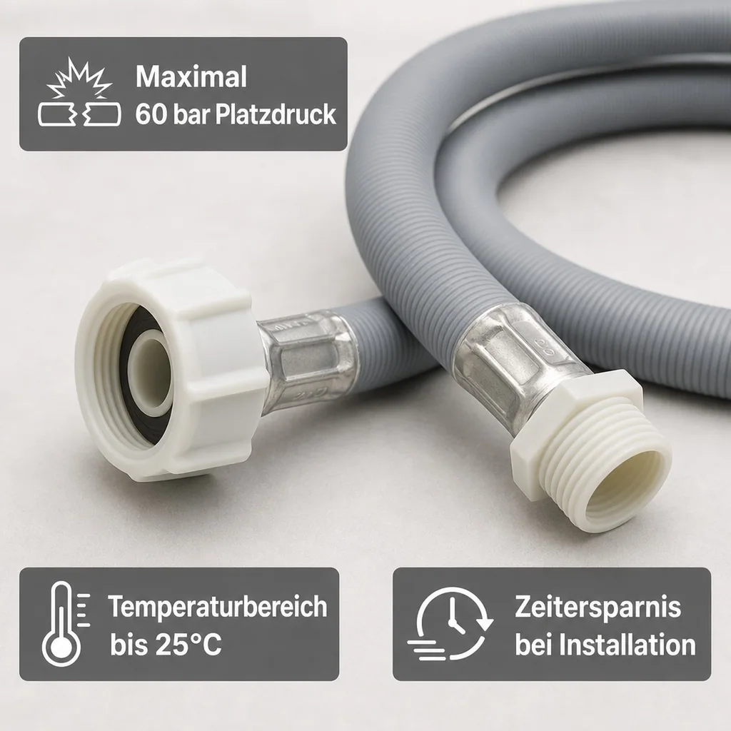 Zulaufschlauch Verlängerung, Waschmaschine/Spülmaschine, 3/4 Zoll IG+AG, 2m