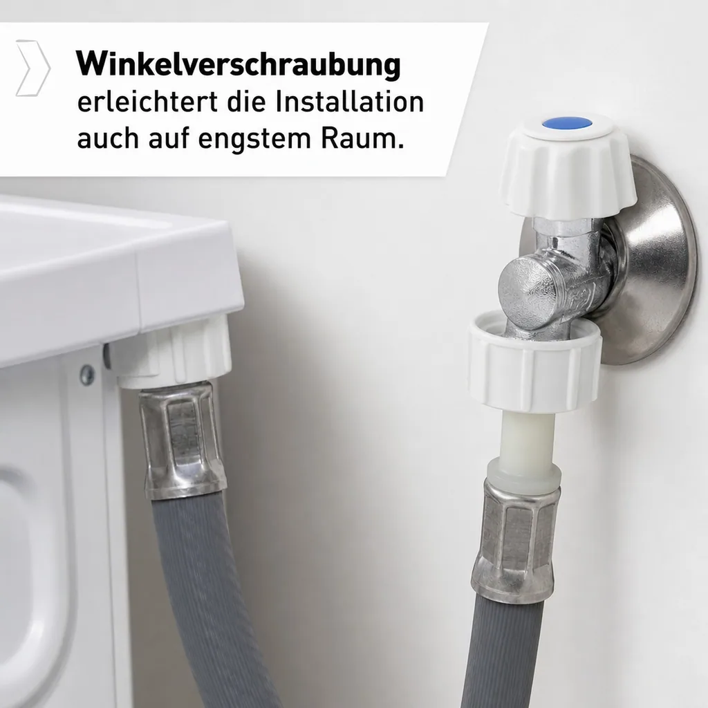 Zulaufschlauch Waschmaschine Winkel, 3/4 Zoll IG+IG, 1,50 Meter