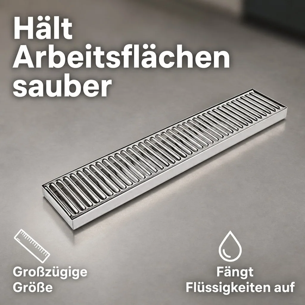 Tropfblech, Abtropfblech, Tropfschale lange aus Edelstahl - 490 x 100 mm