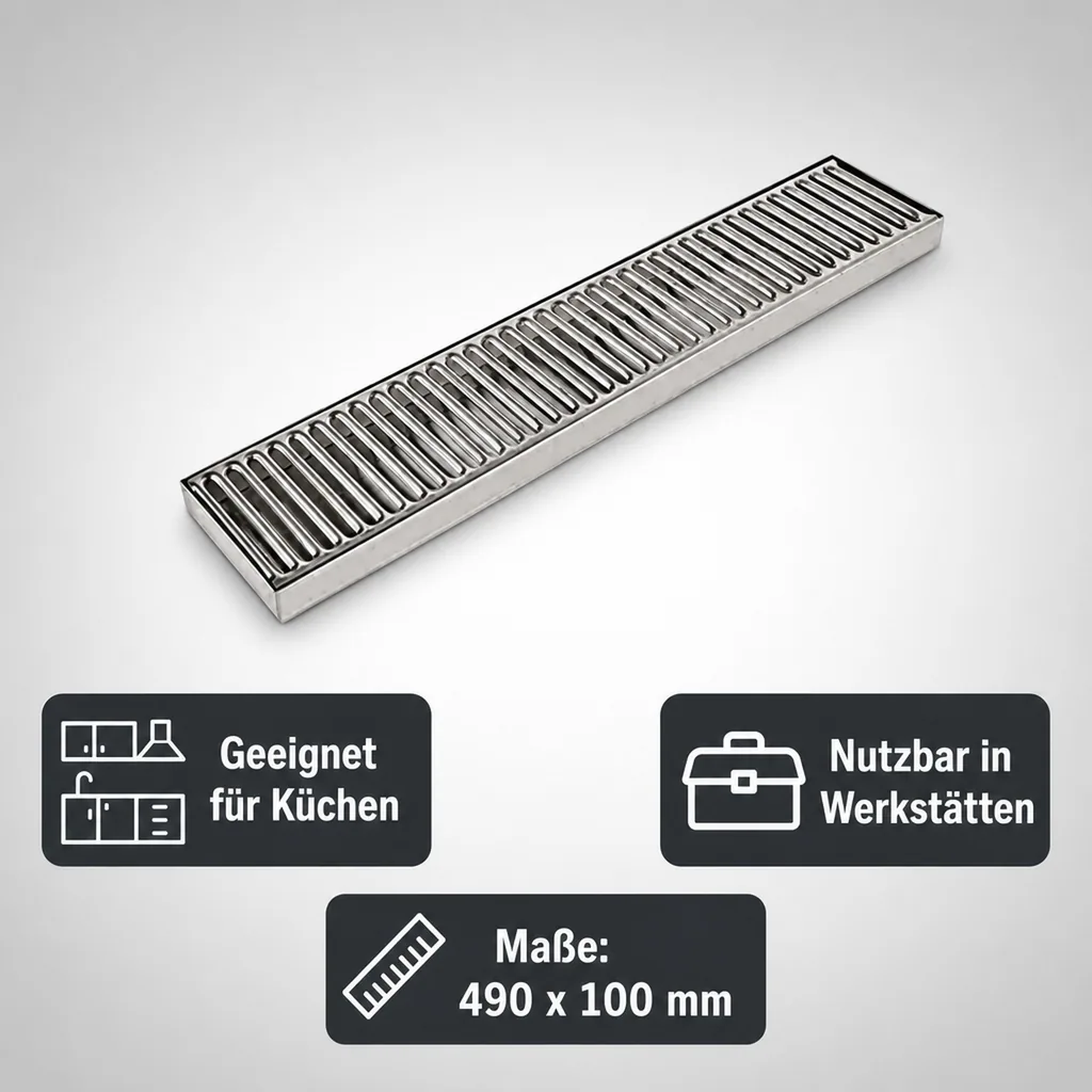 Tropfblech, Abtropfblech, Tropfschale lange aus Edelstahl - 490 x 100 mm