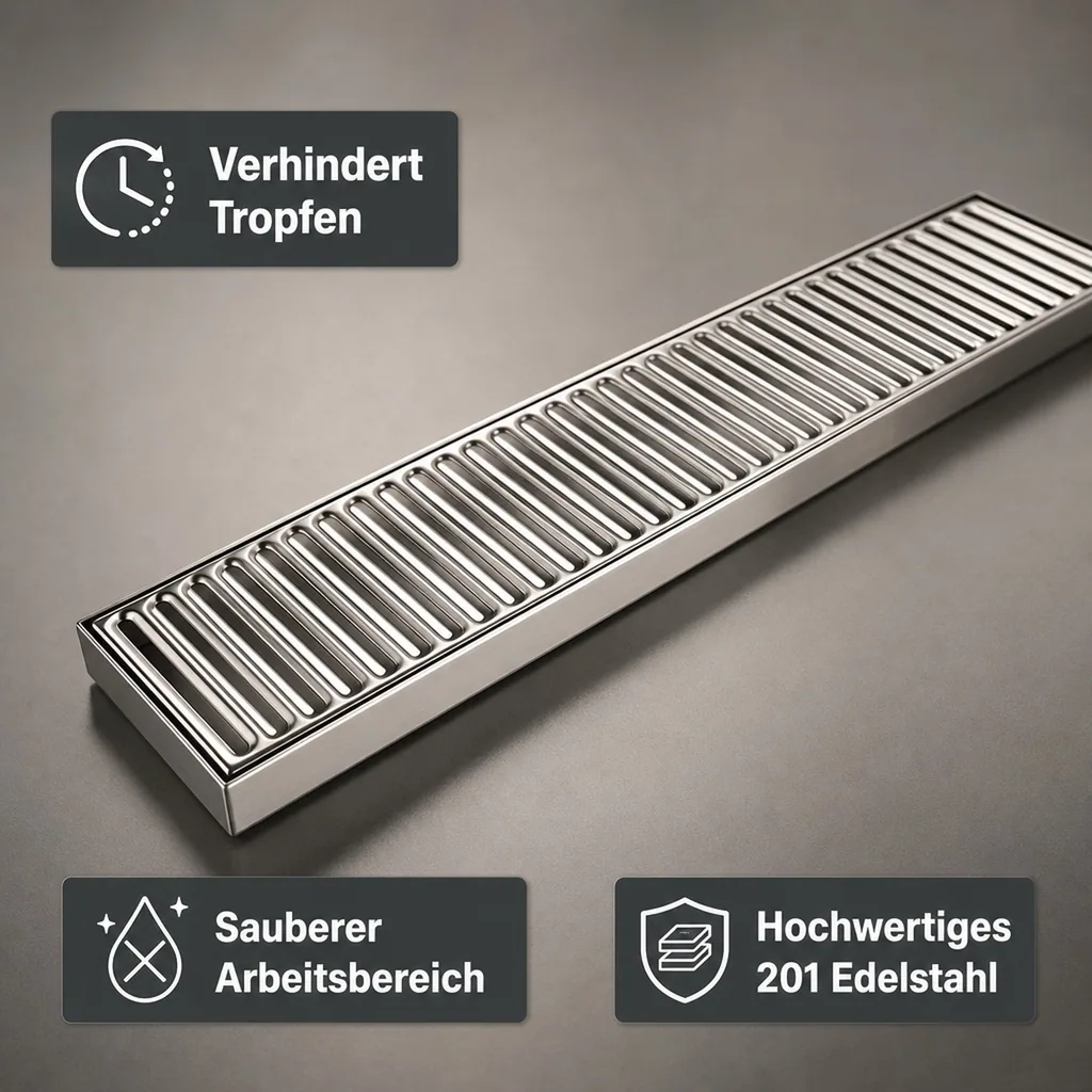 Tropfblech, Abtropfblech, Tropfschale lange aus Edelstahl - 490 x 100 mm
