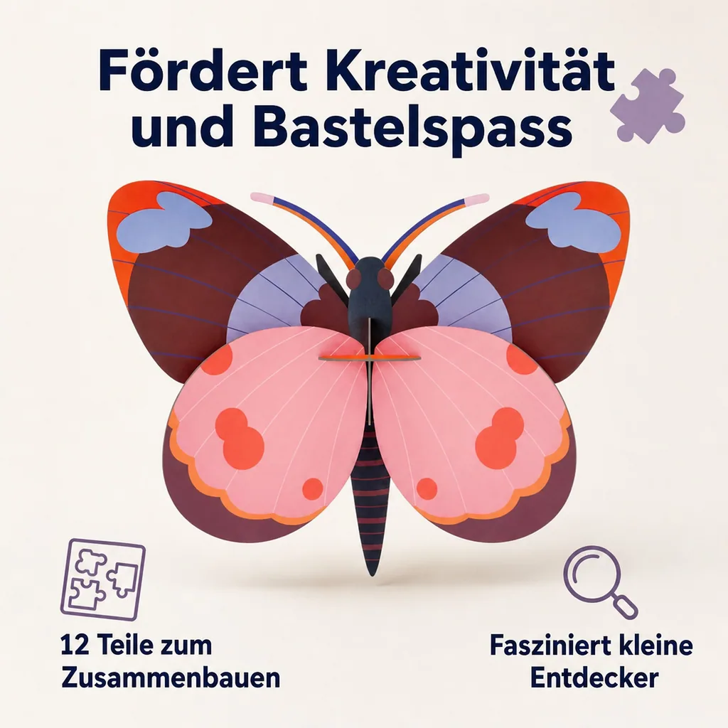 studio ROOF 3D Schmetterling rosa Pappe