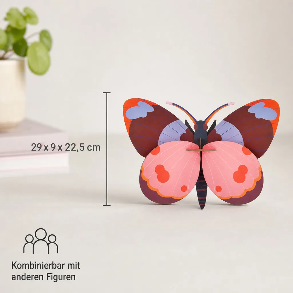 studio ROOF 3D Schmetterling rosa Pappe
