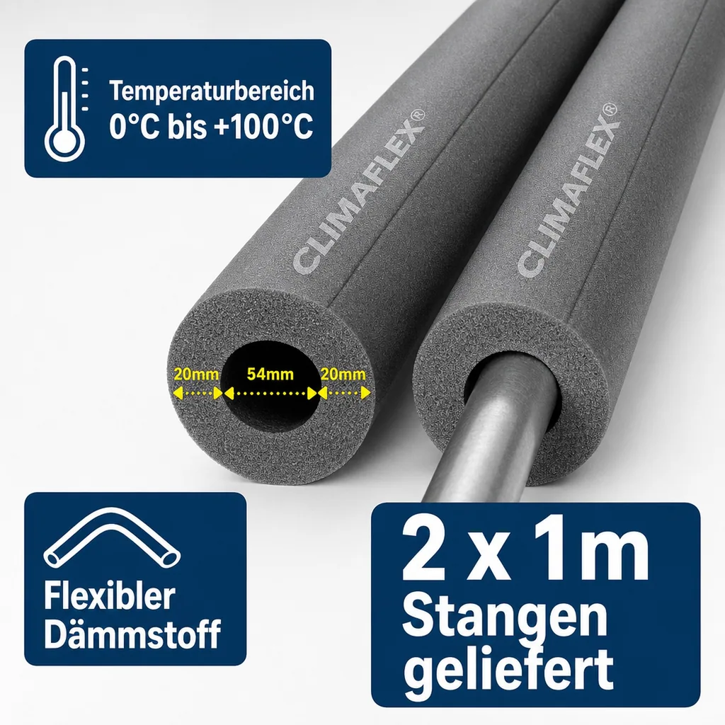 CLIMAFLEX® 2m Isolierschlauch Ø 54 mm x 20 mm Dämmung