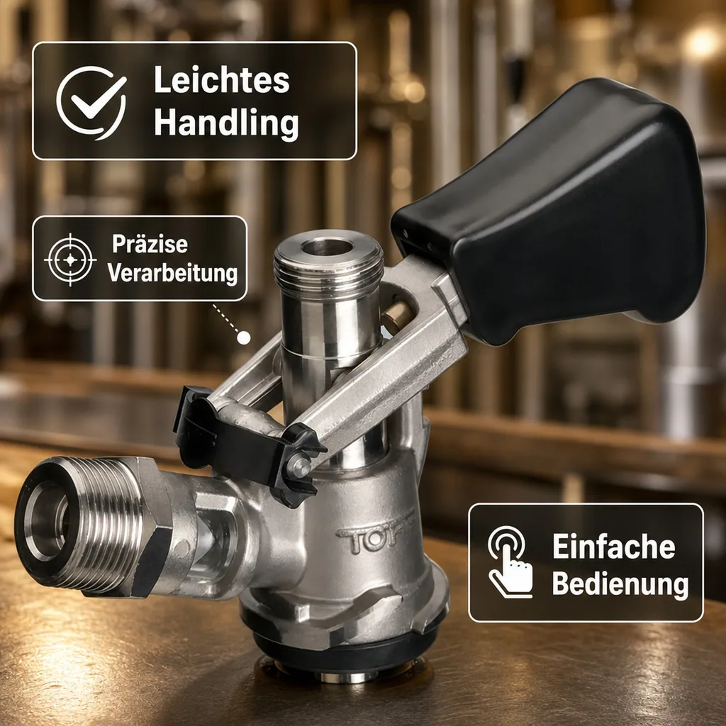 Zapfkopf, Keg Verschluss, Keg Anschluss - Köpi-Fitting, oberer Ausgang (Kelleranstich)